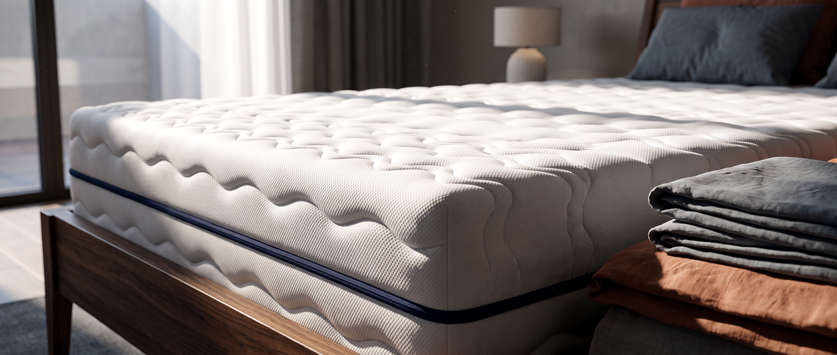Close-up of a mattress on a bed