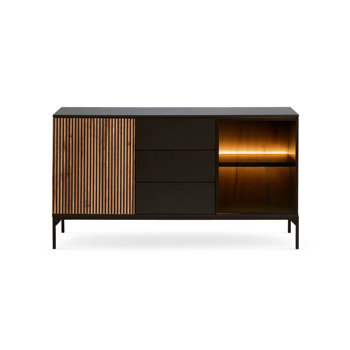 Komoda Lampy z szufladami i drzwiami 154x83 w stylu loft – widok z przodu