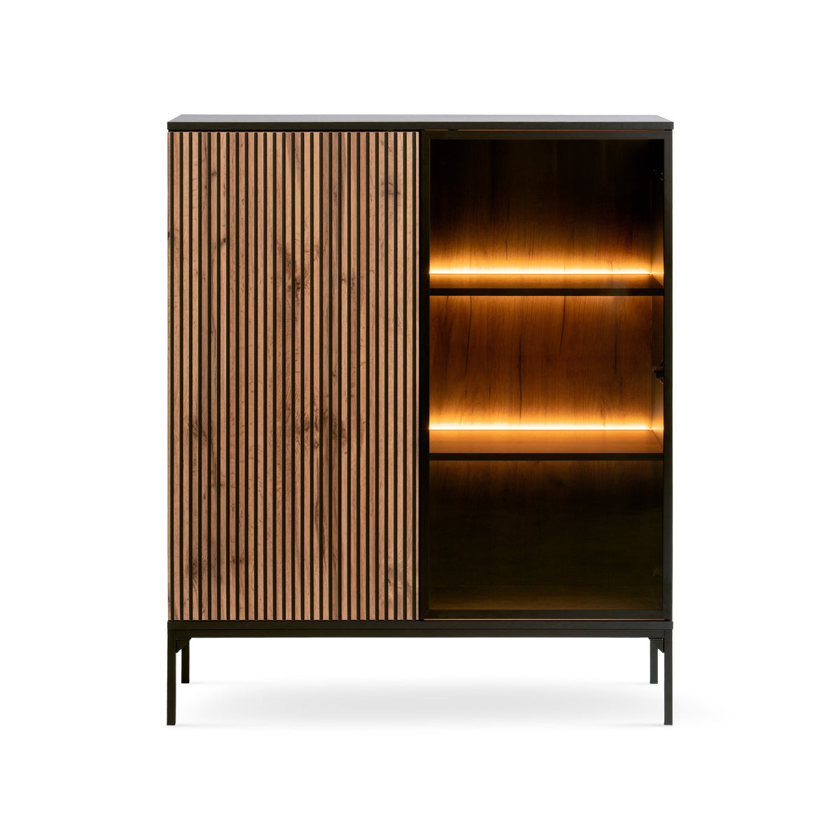 Komoda Lampy z drzwiami i szufladą 104x126 w stylu loft – widok z przodu