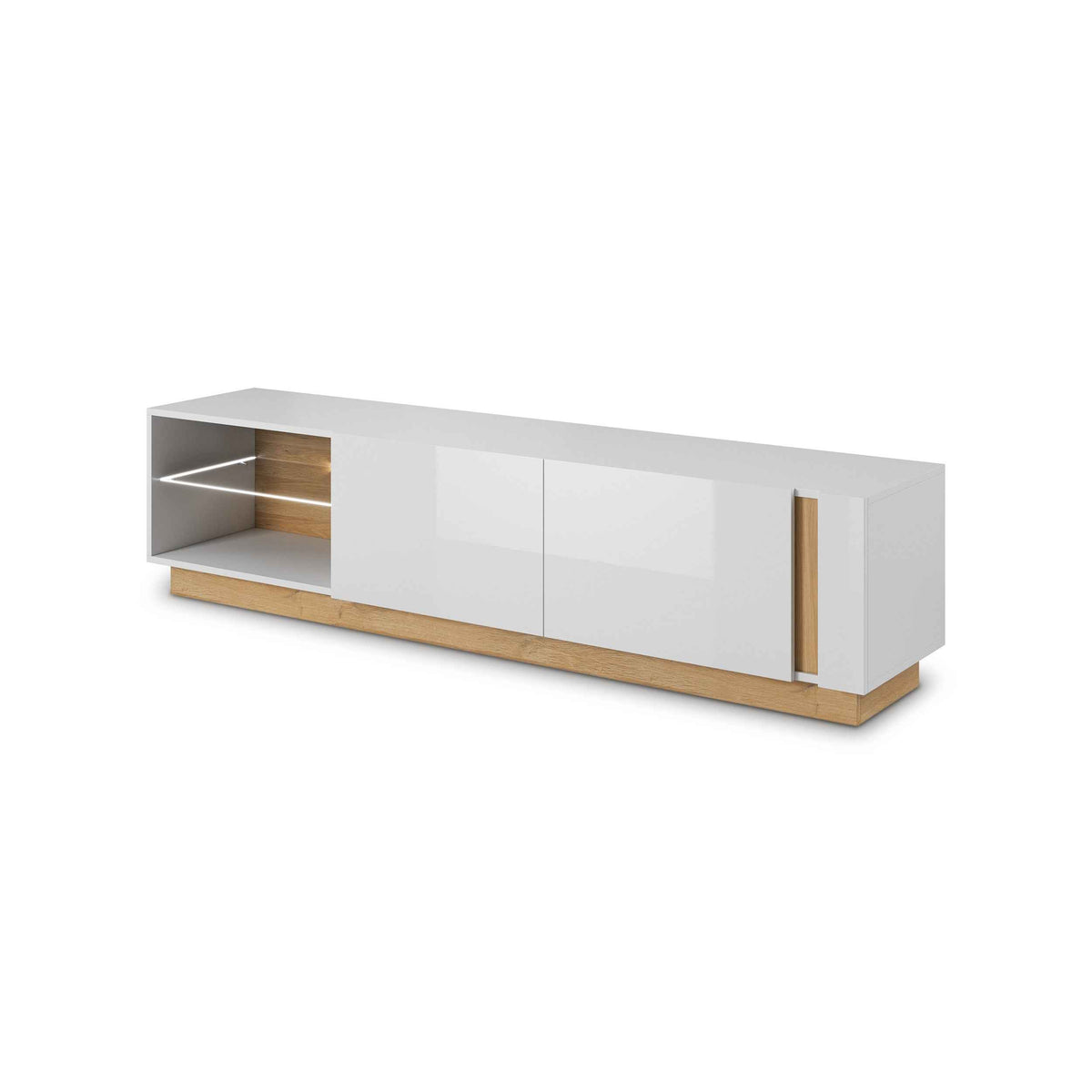 Szafka RTV pod telewizor Armelia 188x46 w stylu glamour – widok pod kątem | Pillovely