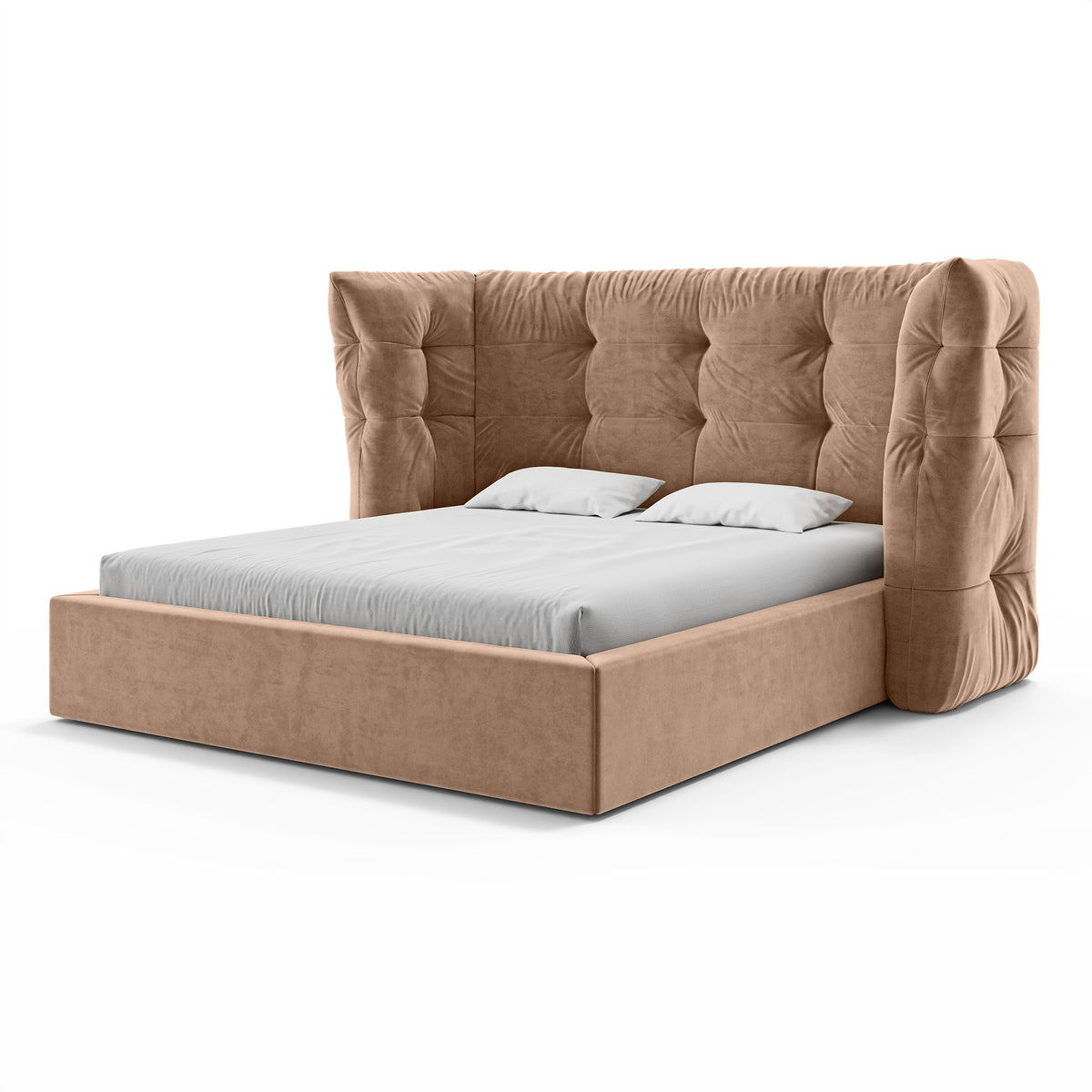 Łóżko tapicerowane Diara 140x200, 160x200 i 180x200 pikowane z pojemnikiem w stylu glamour – widok pod kątem | Pillovely