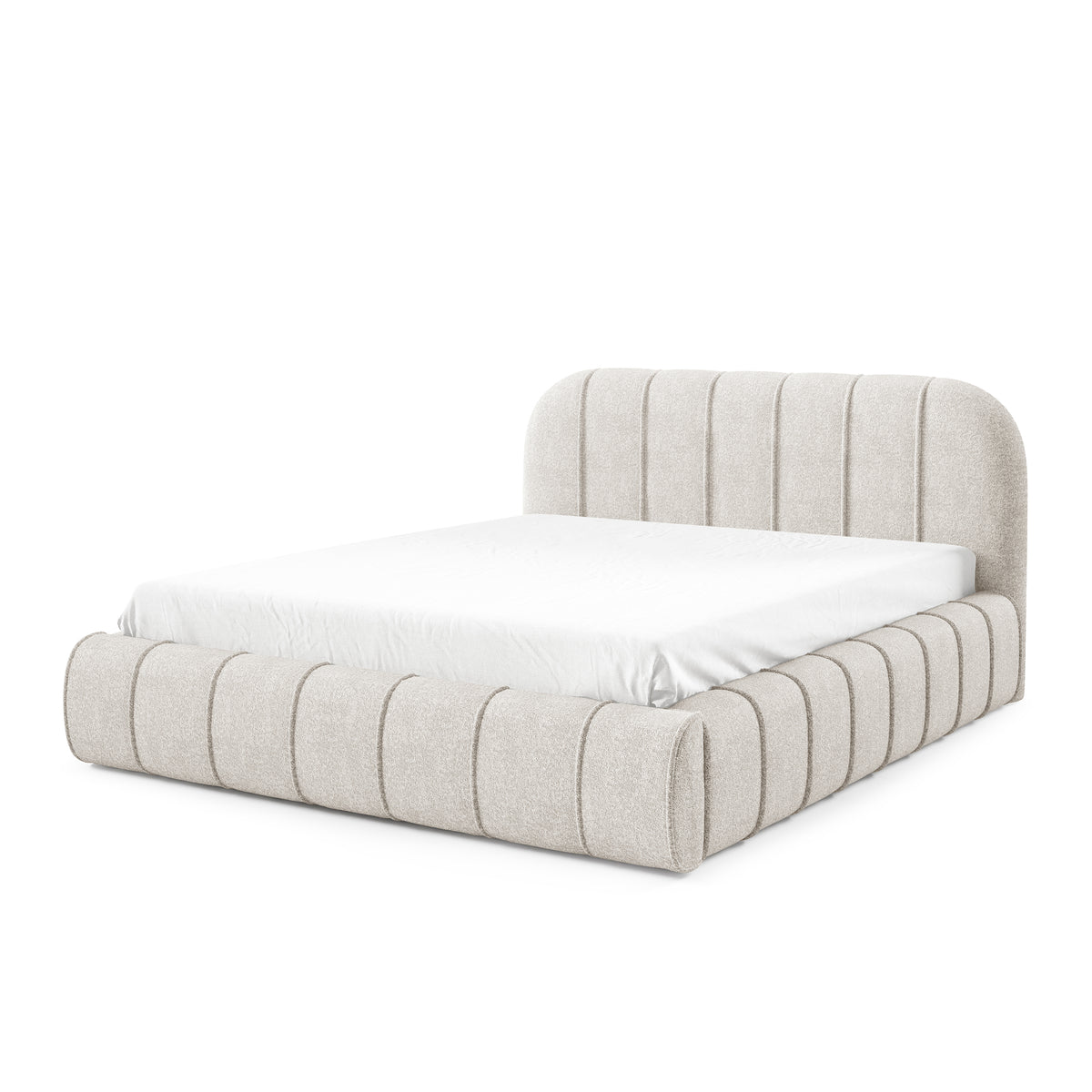 Apfella Upholstered Ottoman Bed with Storage, Modern Style – angled view