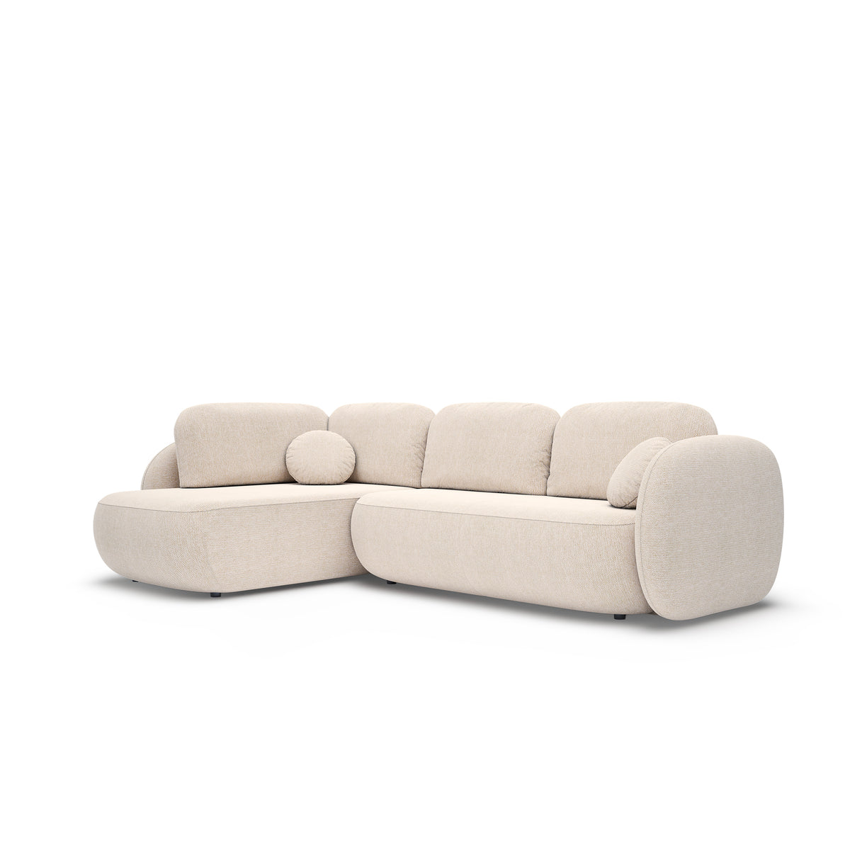 Narożnik z funkcją spania Olemo o powierzchni 123x250 w stylu organic modern – widok pod kątem | Pillovely