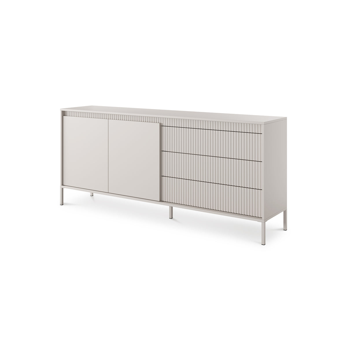 Komoda Senra z drzwiami i szufladami 187x81 w stylu japandi – widok pod kątem | Pillovely