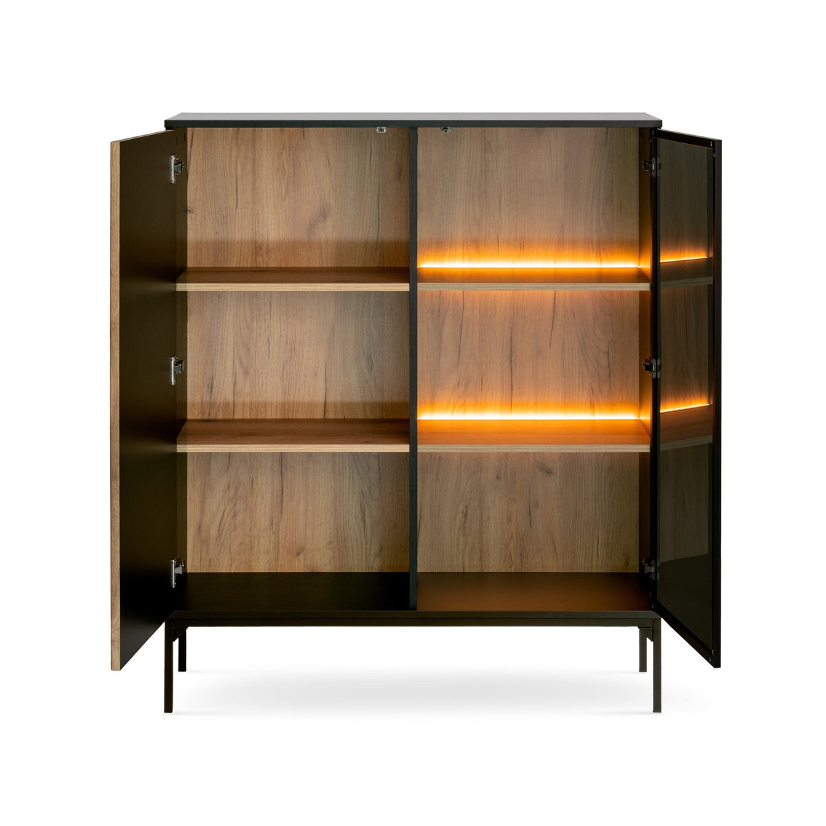 Komoda Lampy z drzwiami i szufladą 104x126 w stylu loft – z otwartymi frontami