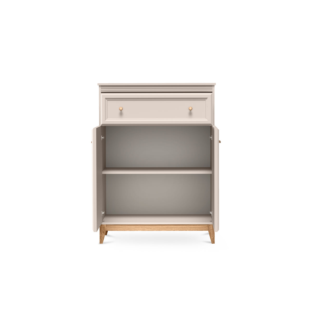 Komoda Serena 92x126 z półką i szufladą w stylu modern classic – z otwartymi frontami