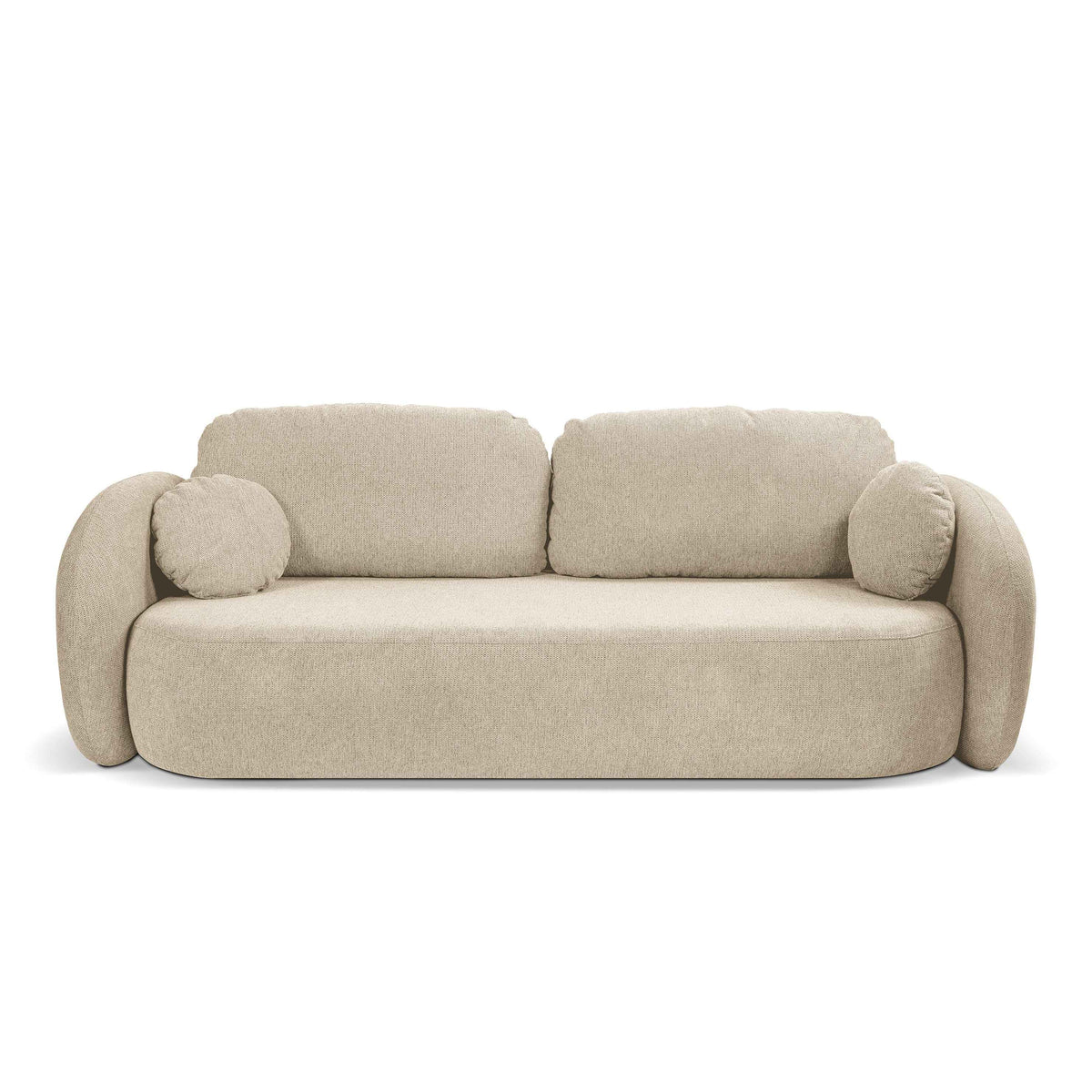 Sofa Olemo 3-osobowa z funkcją spania 142x200 z pojemnikiem w stylu art deco, tkanina Aragon – widok z przodu