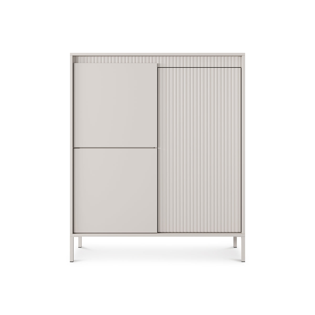 Komoda Senra 3-drzwiowa 104x123 w stylu japandi – widok z przodu