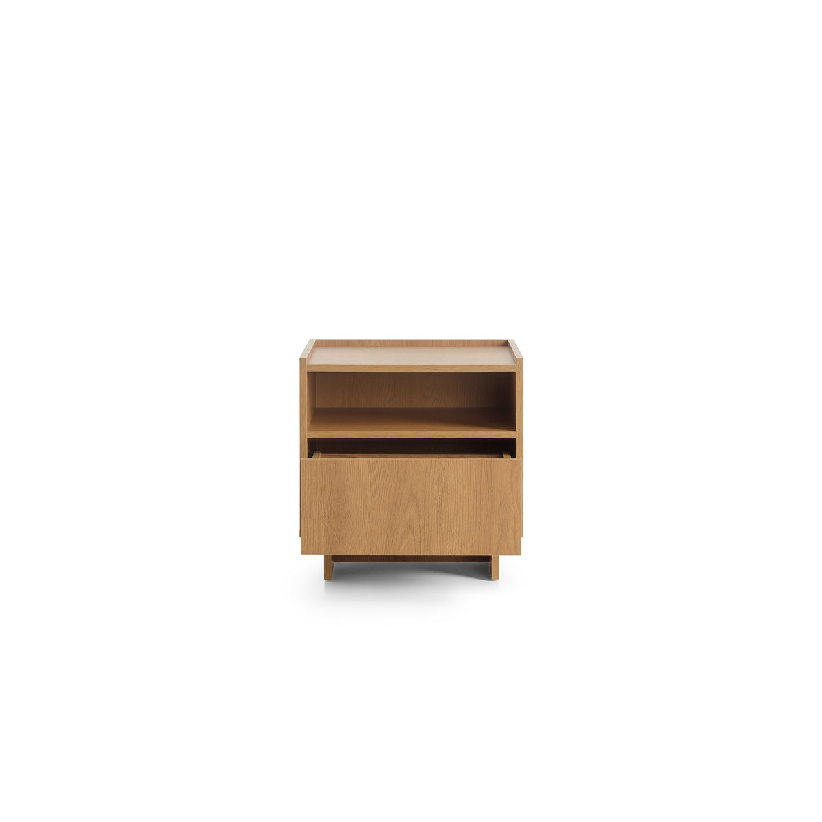 Kiyro Bedside Table with Drawer 50x51 cm, Japandi Style – front view