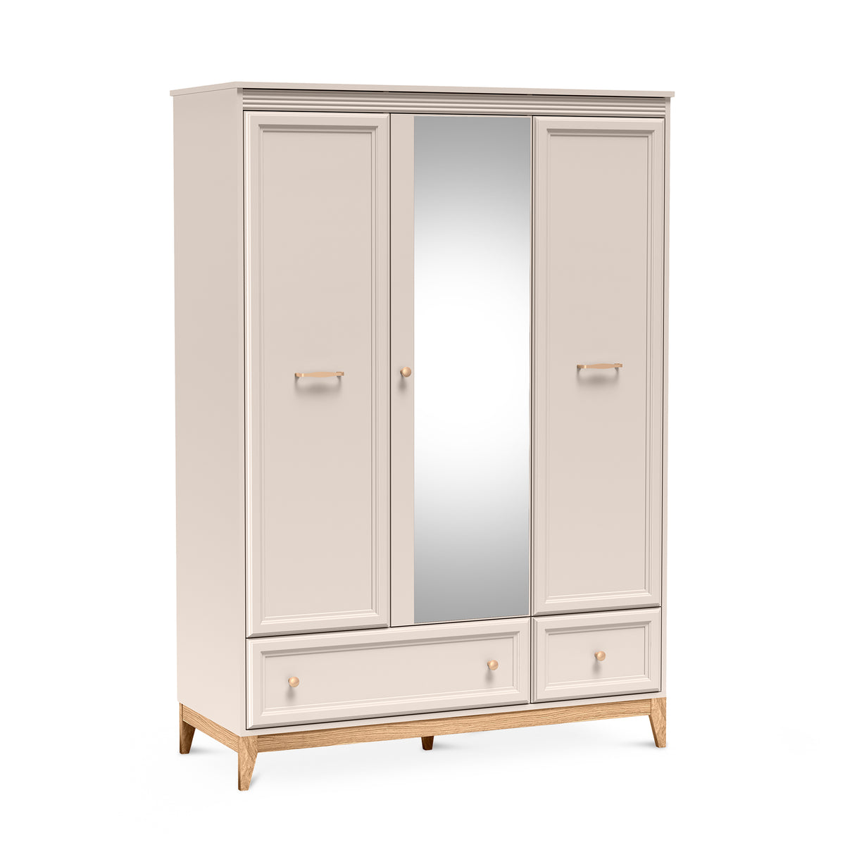 Szafa Serena z lustrem 136x193 z 3 drzwiami w stylu modern classic – widok pod kątem | Pillovely