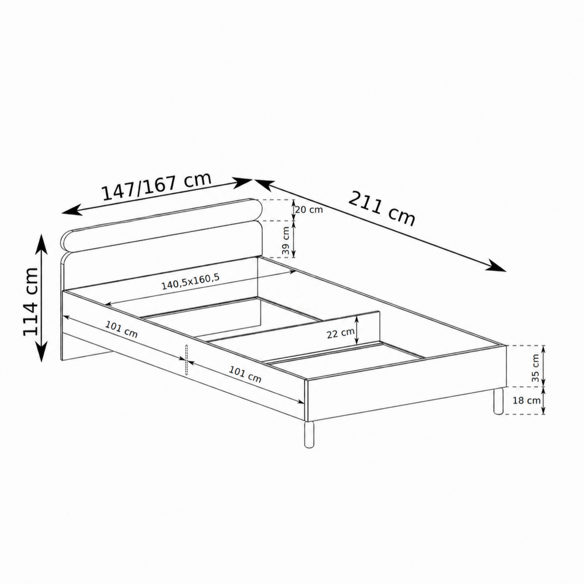 Fjord Upholstered Ottoman Bed 140/160x200 with Storage, Scandinavian Style – photo 5