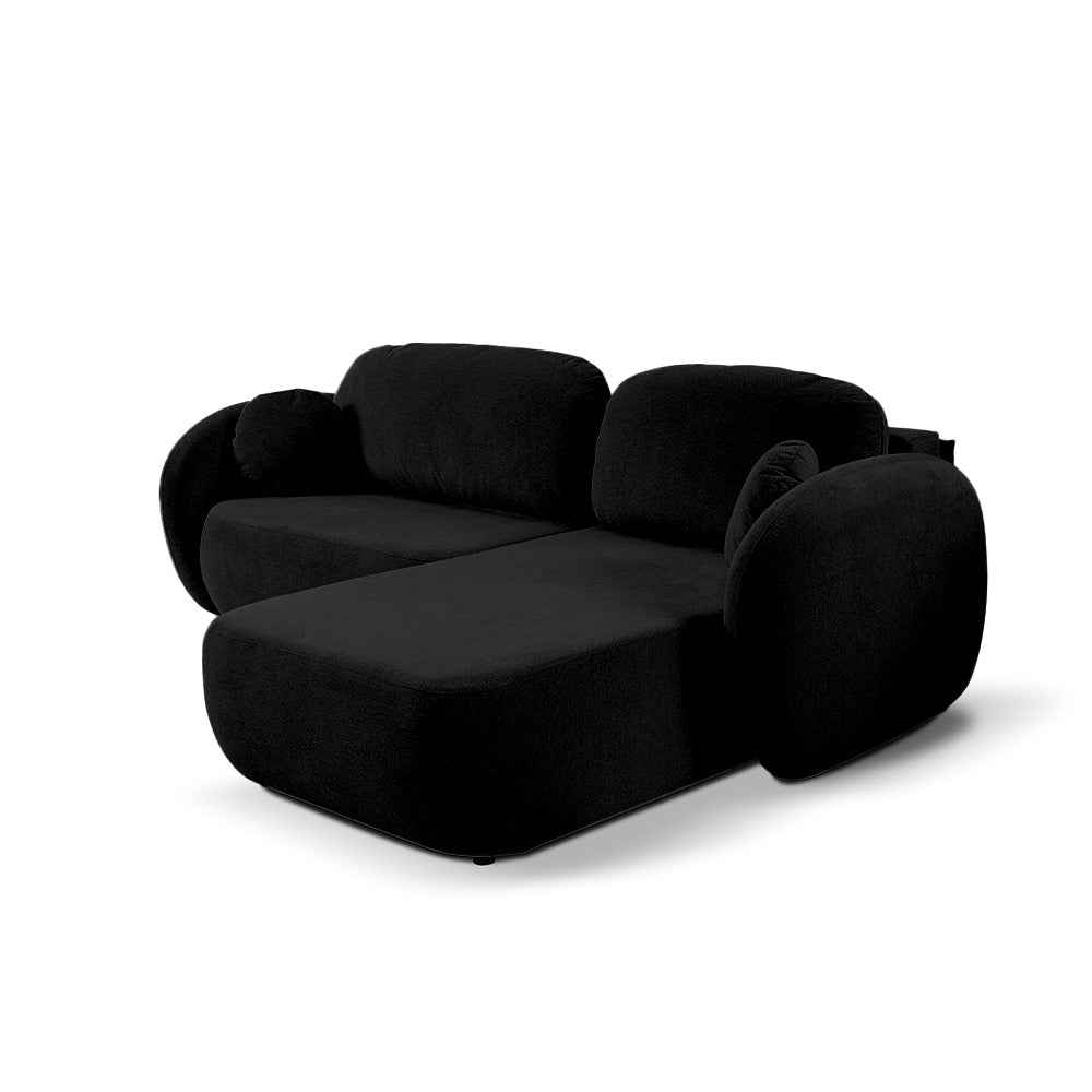 Olemo Corner Sofa Bed DL 248 cm, Modern Style, Aragon Fabric – Right-sided, Raven Depth (ARAGON 99)