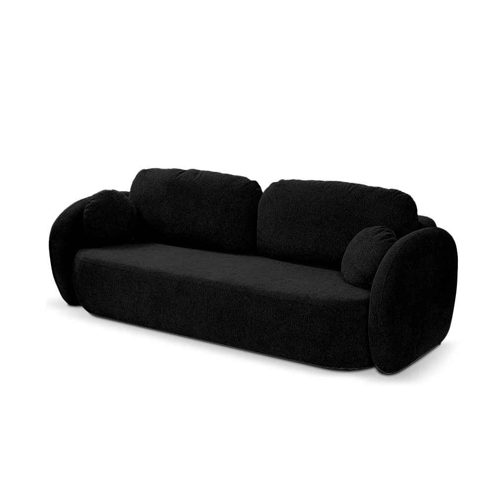 Sofa 3-osobowa z funkcją spania 142x200 z pojemnikiem w stylu art deco, tkanina Aragon | OLEMO Krucza Głębia (ARAGON 99)