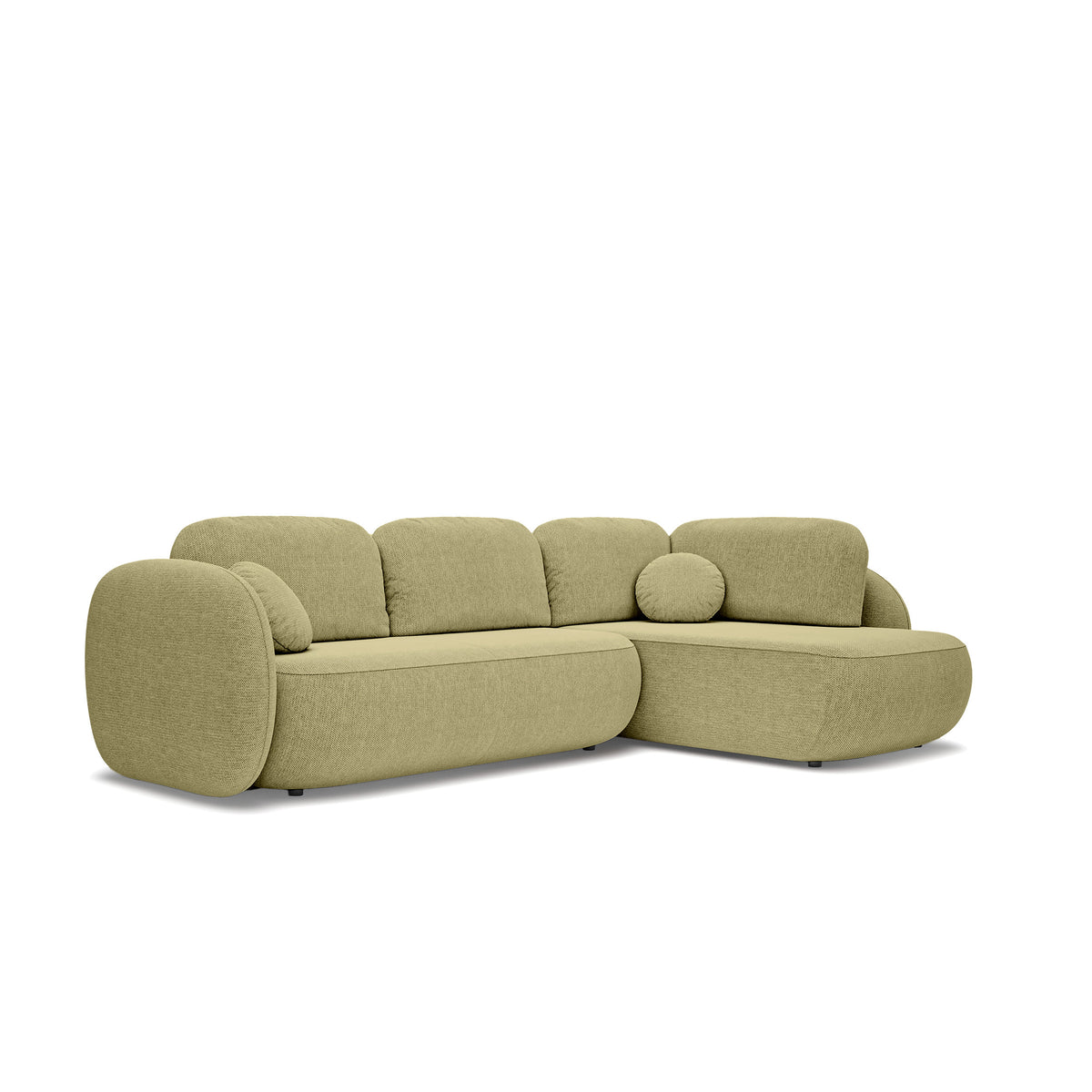 Narożnik z funkcją spania o powierzchni 123x250 w stylu organic modern | OLEMO Prawostronny Złoty Len (ARAGON 35)