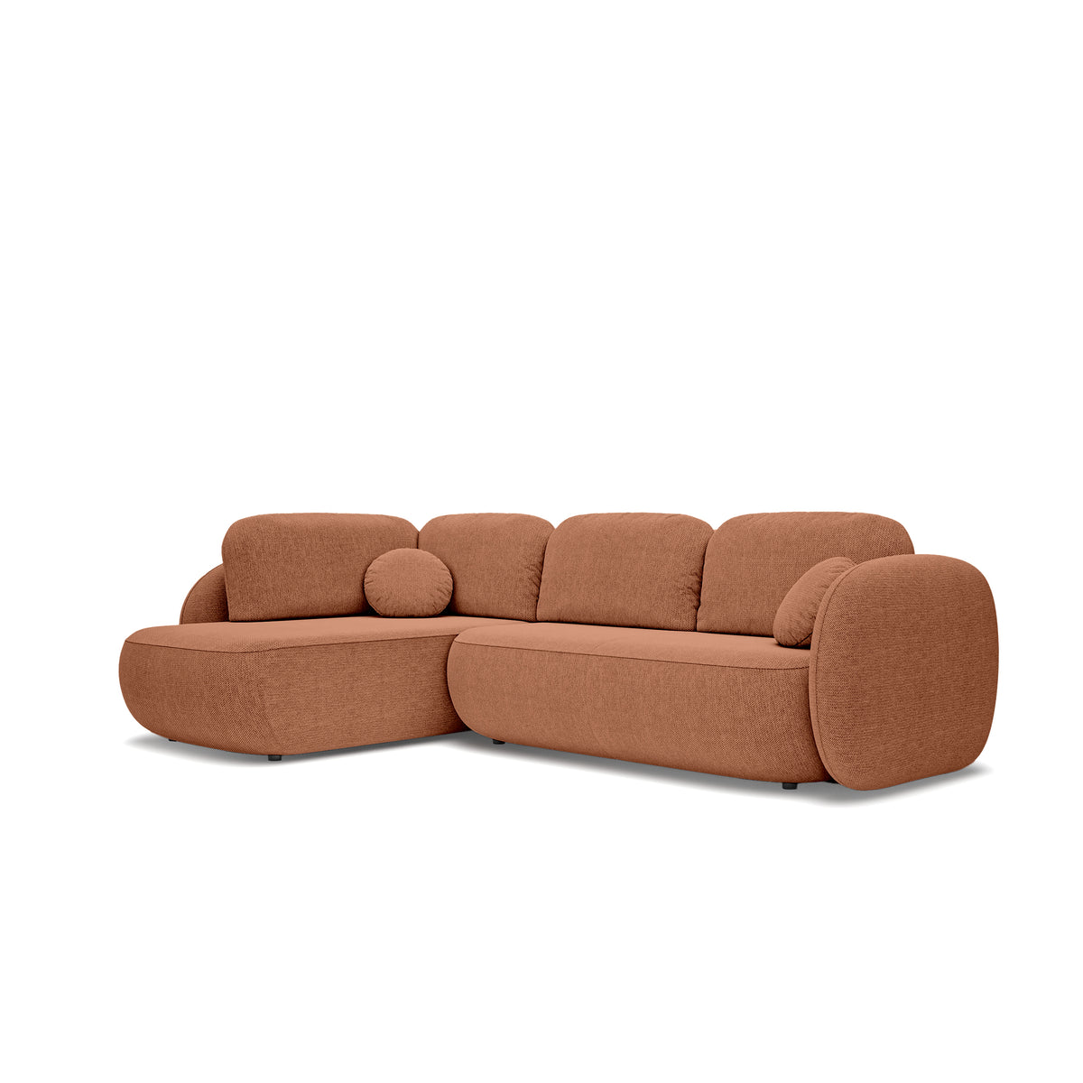 Narożnik z funkcją spania o powierzchni 123x250 w stylu organic modern | OLEMO Lewostronny Cynamonowy Mat (ARAGON 56)