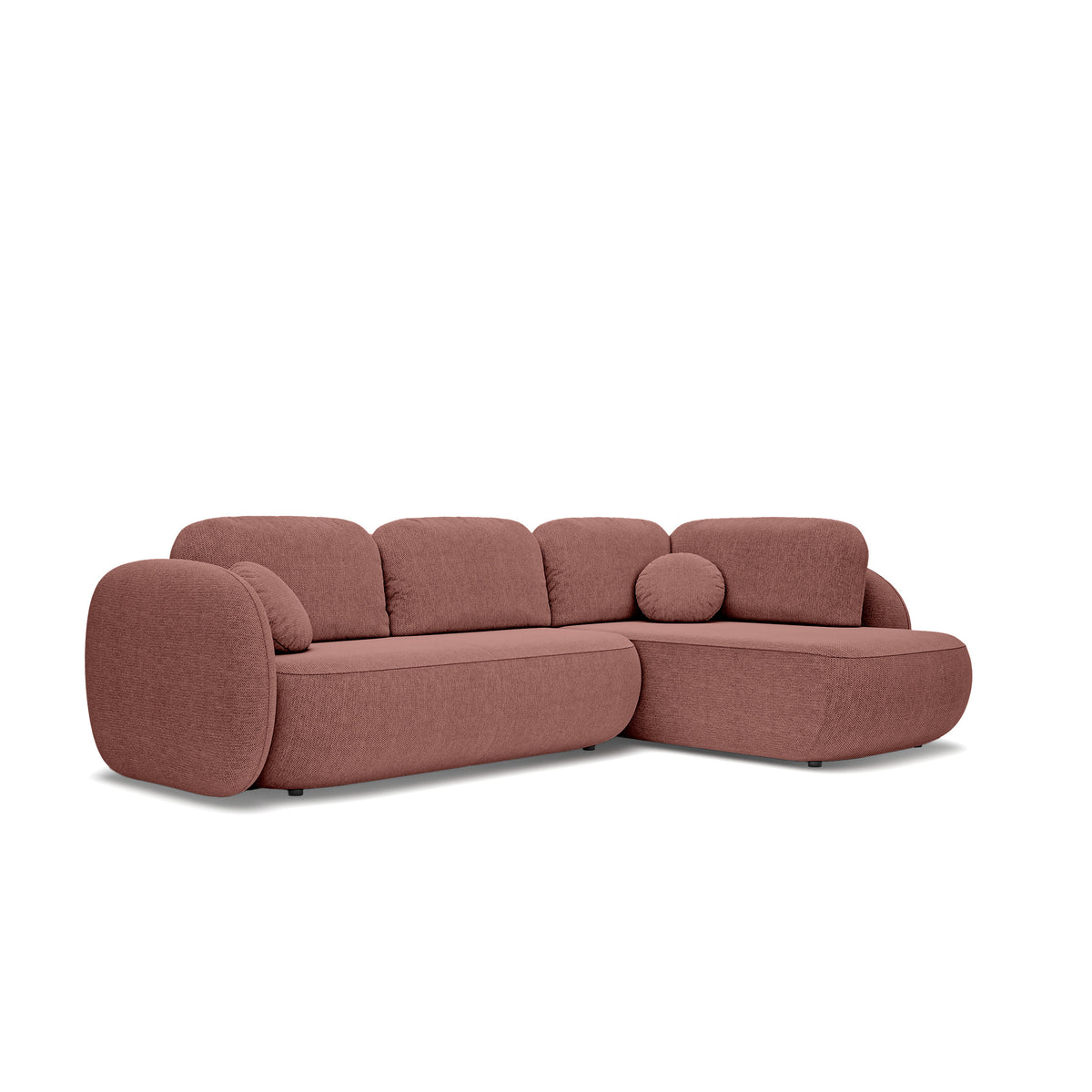 Narożnik z funkcją spania o powierzchni 123x250 w stylu organic modern | OLEMO Prawostronny Rubinowa Sepia (ARAGON 59)