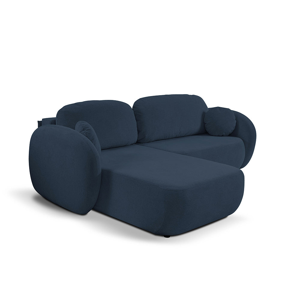 Olemo Corner Sofa Bed DL 248 cm, Modern Style, Aragon Fabric – Left-sided, Night Azure (ARAGON 79)