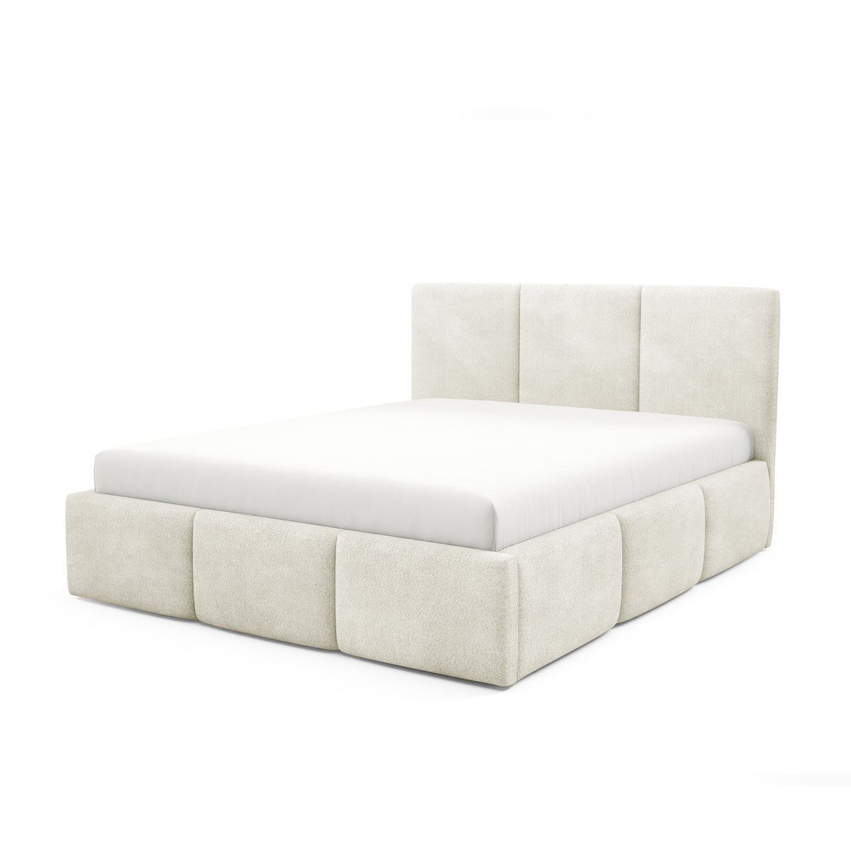 Melora Upholstered Ottoman Bed with Storage, Various Sizes in Modern Style, Coral Fabric – Linen Beige (CORAL 15)