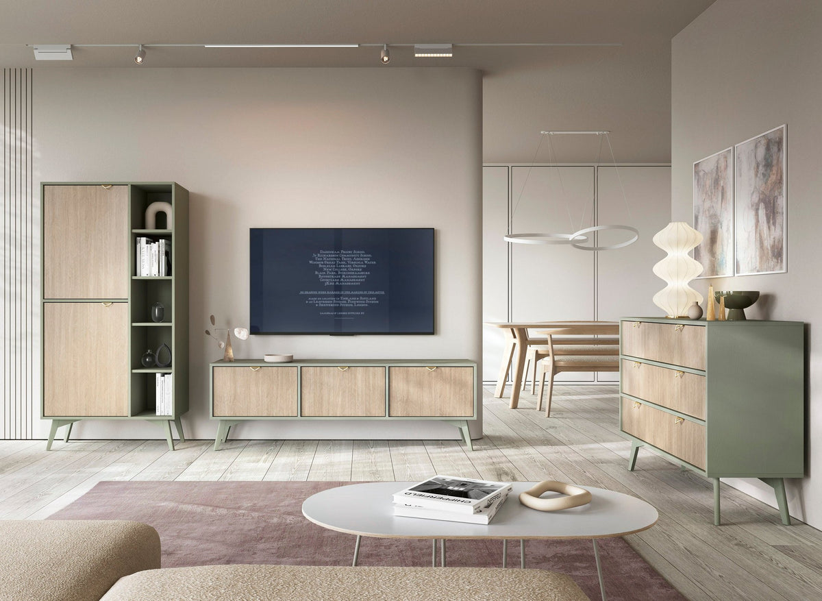 Regał Mandala 80x160 z półkami i szafkami w stylu japandi – zdjęcie 13