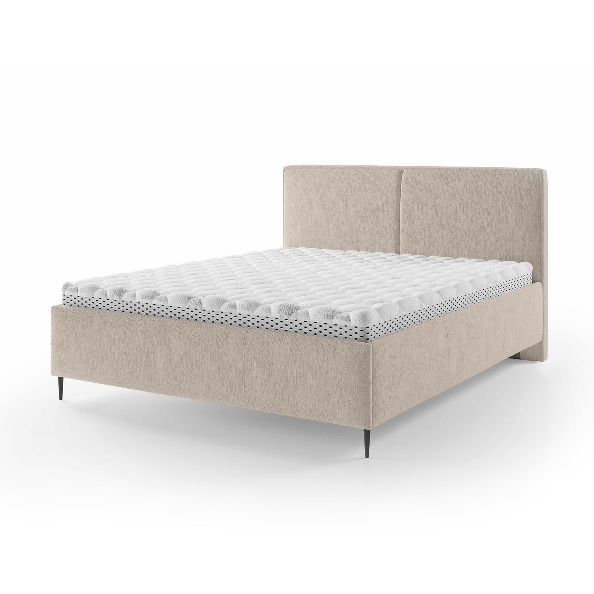 Łóżko tapicerowane z pojemnikiem w stylu minimalistycznym | Hatti 180 200 Pudrowy Piasek (PERFECT HARMONY 07)
