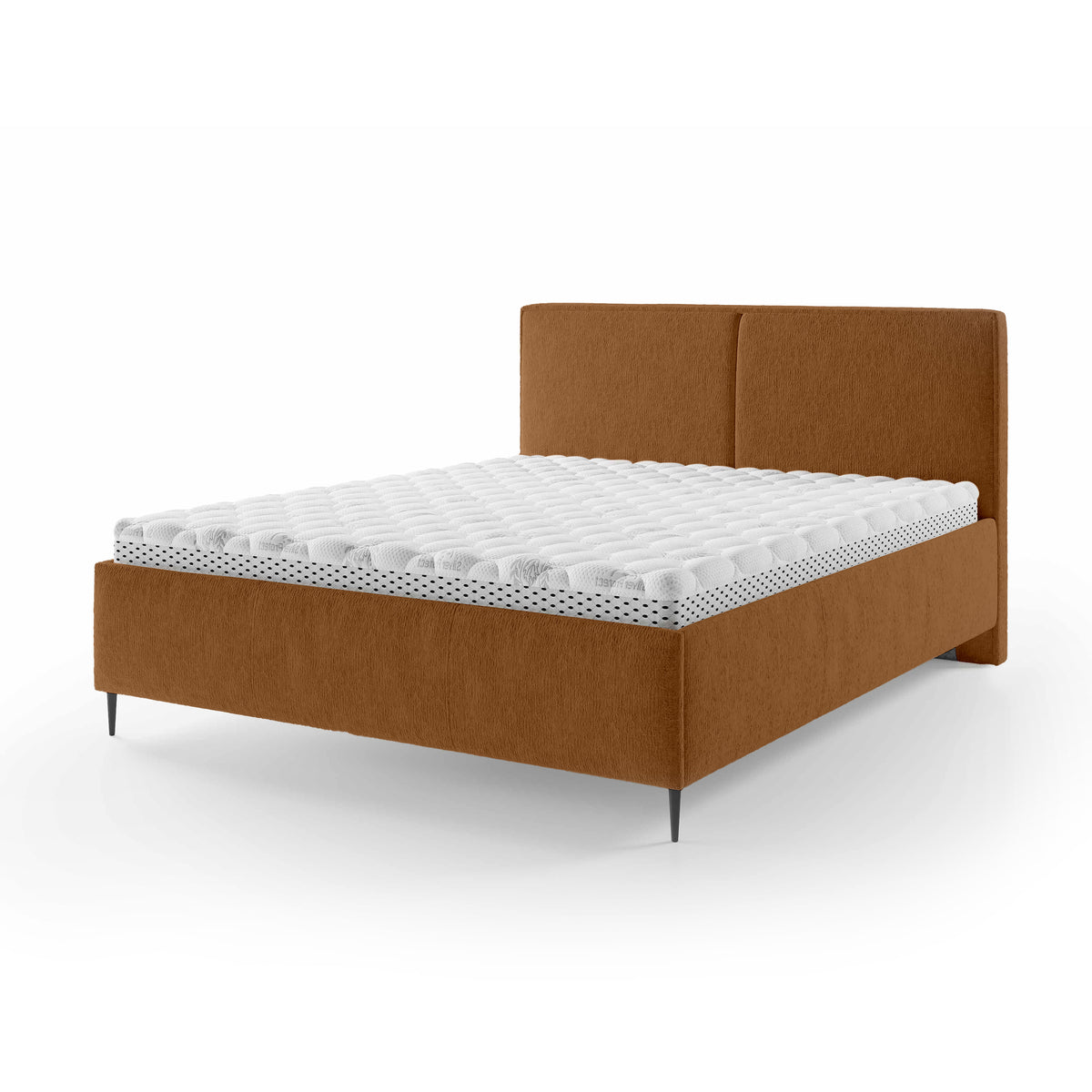 Łóżko tapicerowane z pojemnikiem w stylu minimalistycznym | Hatti 160 200 Orzech Prażony (PERFECT HARMONY 56)
