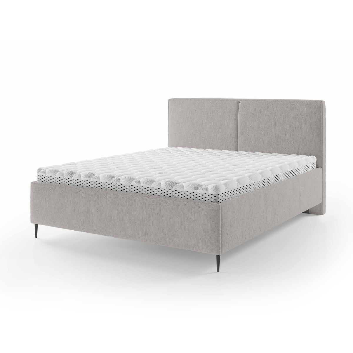 Łóżko tapicerowane z pojemnikiem w stylu minimalistycznym | Hatti 160 200 Popieliste Lustro (PERFECT HARMONY 80)