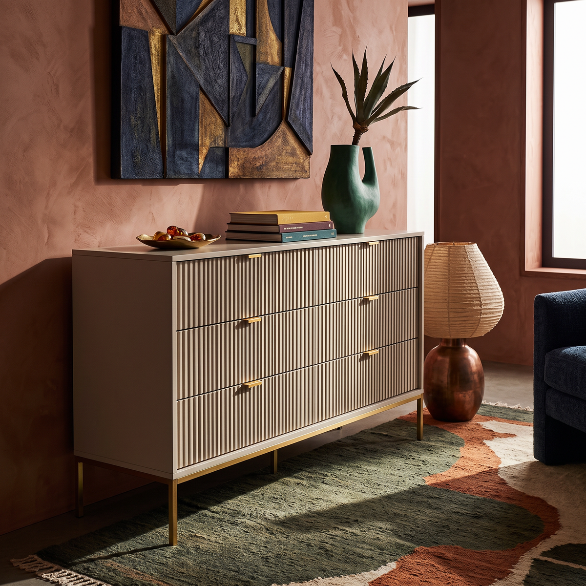 Komoda z szufladami 154x91 w stylu glamour | Roza