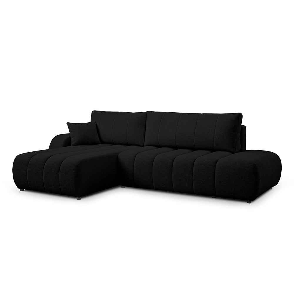 Narożnik z funkcją spania DL 276 cm w stylu nowoczesnym | BALOA Lewostronna Onyks (LAMBI 13)