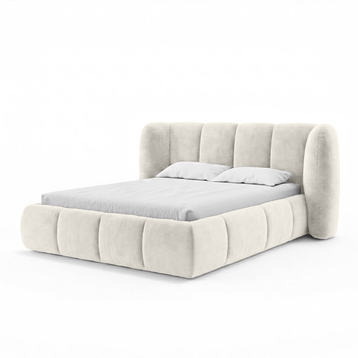 Łóżko tapicerowane Ventara pikowane z pojemnikiem w stylu soft modern w tkaninie MAGIC VELVET – zdjęcie 9
