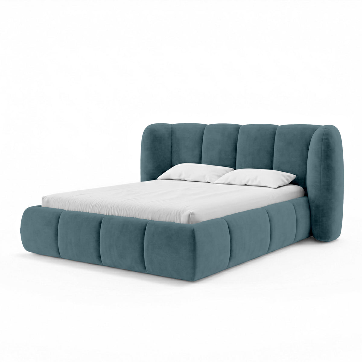 Łóżko tapicerowane Ventara pikowane z pojemnikiem w stylu soft modern w tkaninie MAGIC VELVET – zdjęcie 14