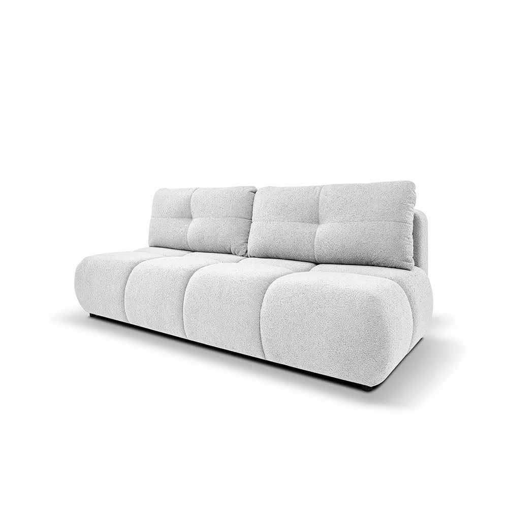 Sofa 3-osobowa z funkcją spania 142x200 w stylu miękkiego minimalizmu | Milorya Porcelanowy Popiół (NOW OR NEVER 01)