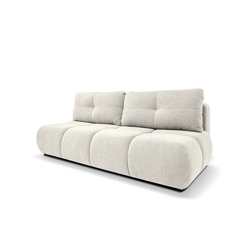 Sofa 3-osobowa z funkcją spania 142x200 w stylu miękkiego minimalizmu | Milorya Lniany Kamień (NOW OR NEVER 03)