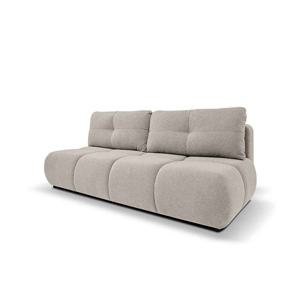 Sofa 3-osobowa z funkcją spania 142x200 w stylu miękkiego minimalizmu | Milorya Beż Chłodny (NOW OR NEVER 06)