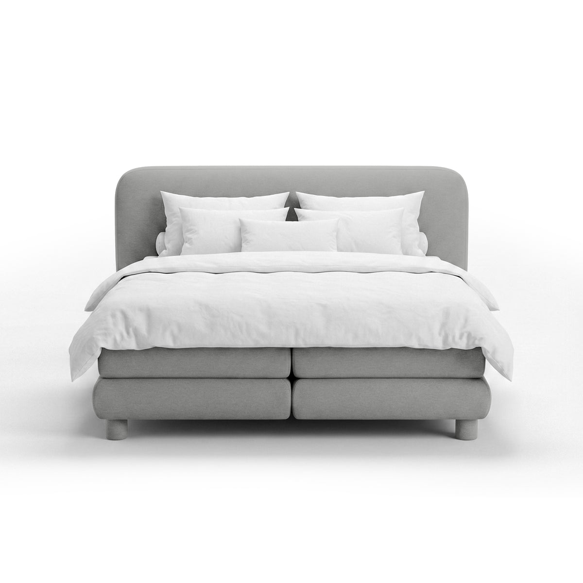 Portela Continental Divan Bed with a Rounded Headboard, Modern Organic Style – 200x200, Ash Quartz (OPULENCE 9)