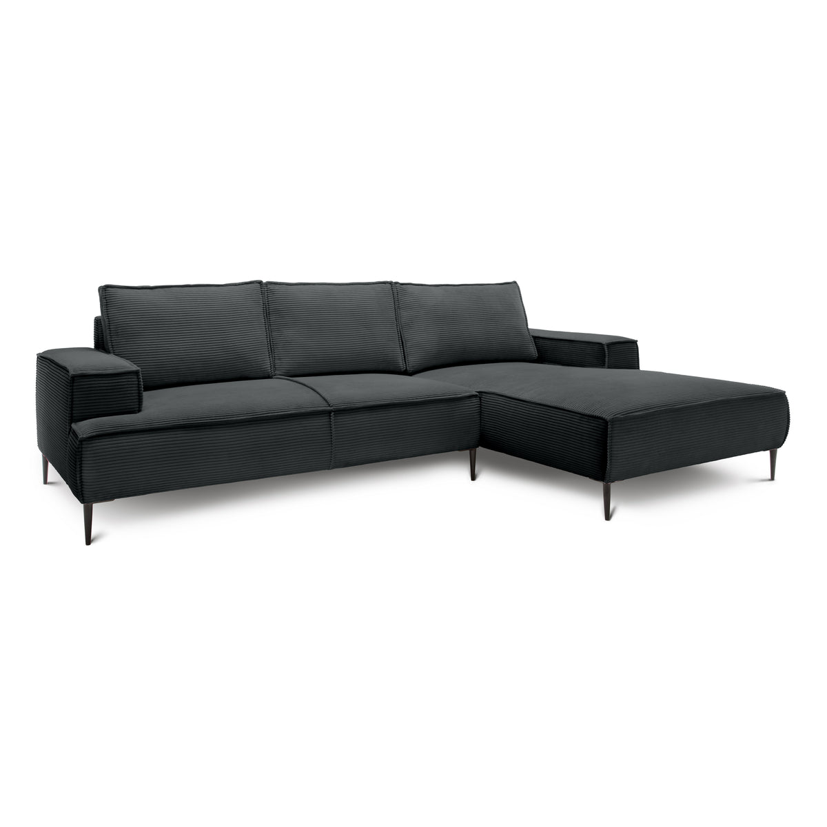 May 3 Seater Corner Sofa 275 cm, Modern Classic Style – Anthracite (POSO 34), Right-handed