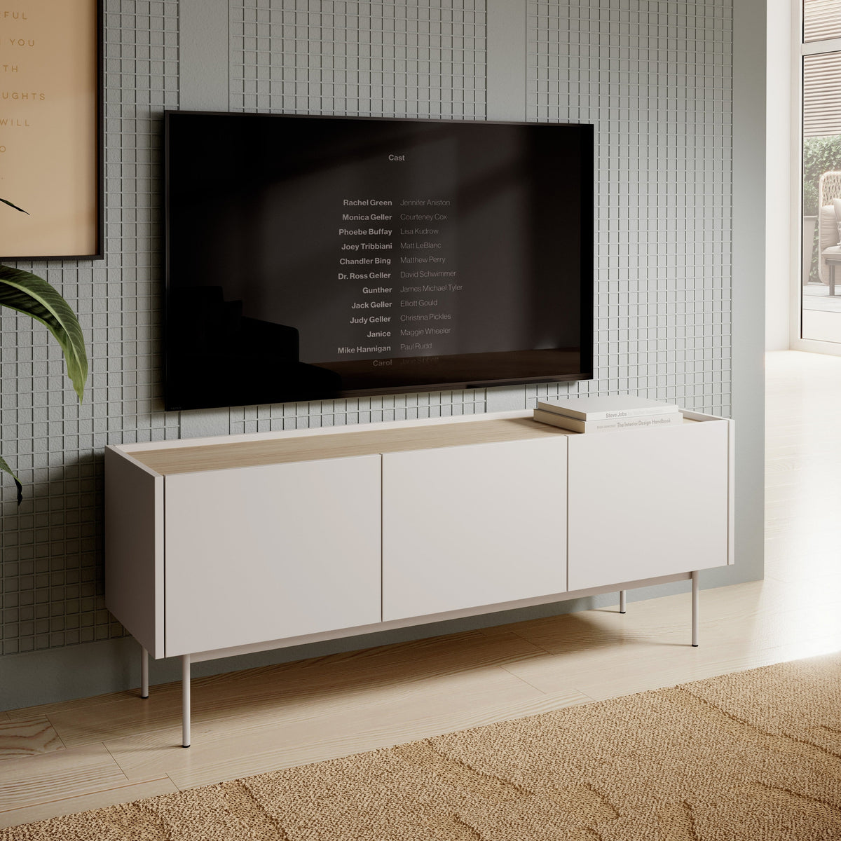 Szafka RTV Bema pod telewizor 144x55 w stylu japandi – zdjęcie 2