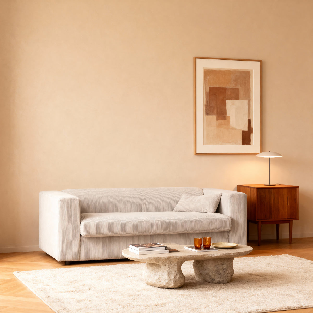 Sofa July 2-osobowa, kanapa z funkcją spania 174 cm – w aranżacji wnętrza