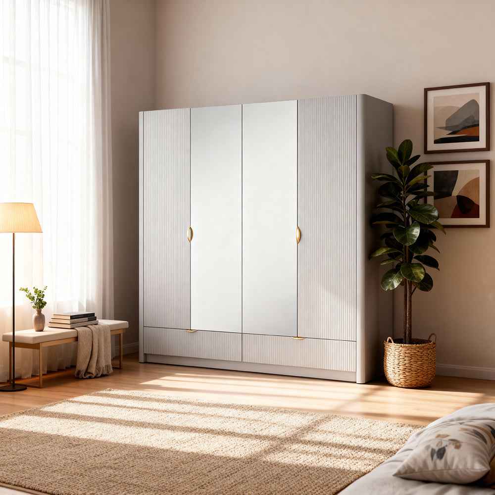 Szafa Laanti 4-drzwiowa 213x208 cm w stylu nowoczesnym – w aranżacji wnętrza
