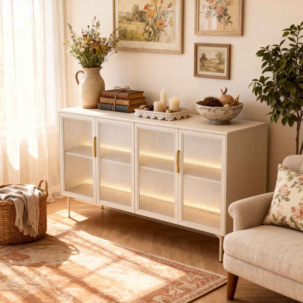 Komoda Lummer 181x83 z drzwiami w stylu eleganckim – w aranżacji wnętrza