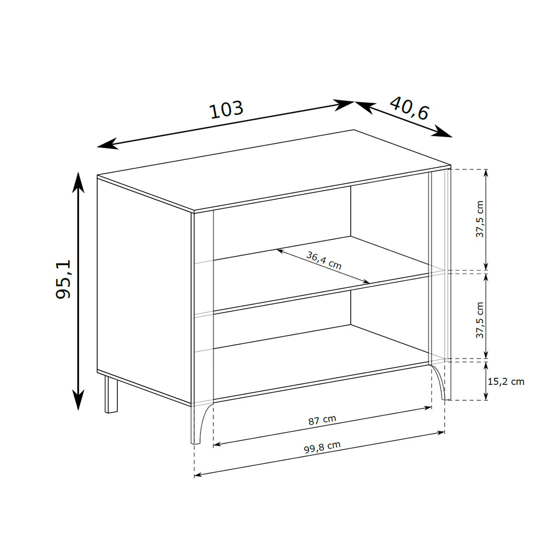 EKLIPSO sideboard 103x95 with a two-door front in a modern style – dimension drawing | Pillovely