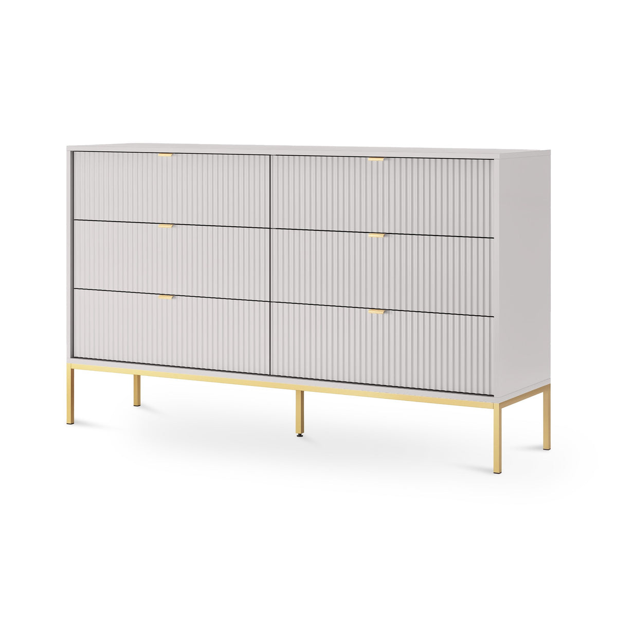 Komoda z szufladami 154x91 w stylu glamour | Roza Szary Złota