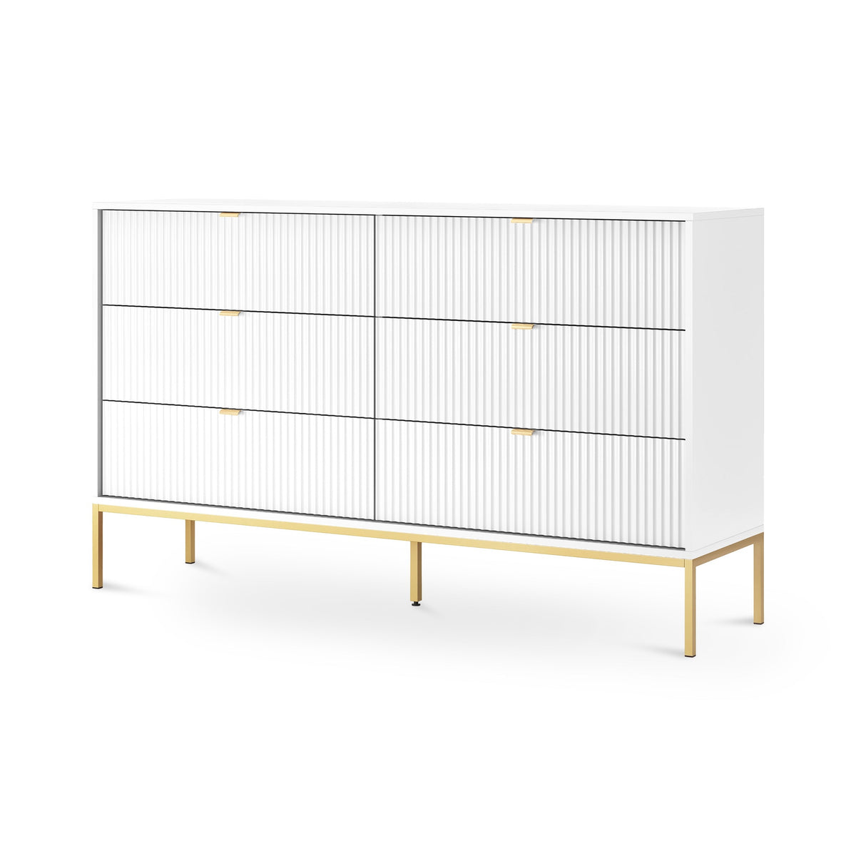Komoda z szufladami 154x91 w stylu glamour | Roza Biały Złota