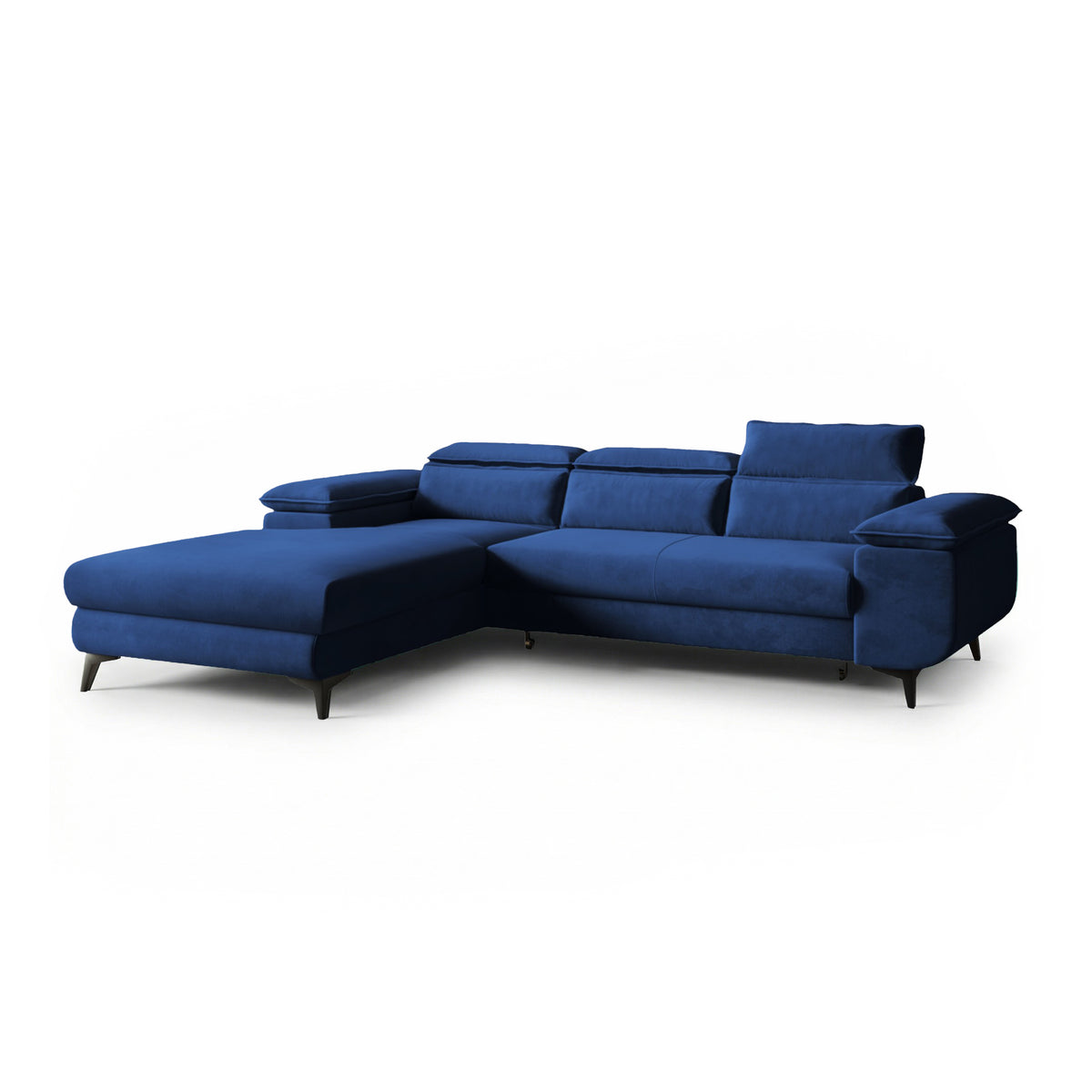 Bessi corner sofa, 276x205, left-hand, Ink Navy (MONOLITH 77) with headrests – corner sofa bed