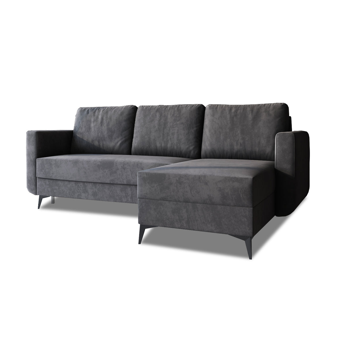 Forra 235 cm corner sofa, Graphite Grey (MANILA 19), right-hand version on tall black legs