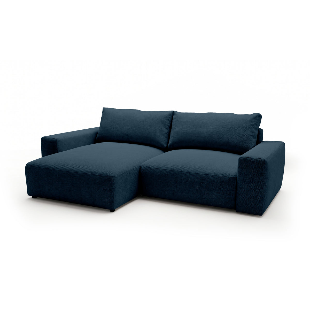 Iskeli modular corner sofa, Ink Granite (ARAGON 74), left-hand version, angled view – corner sofa with ottoman in Aragon fabric