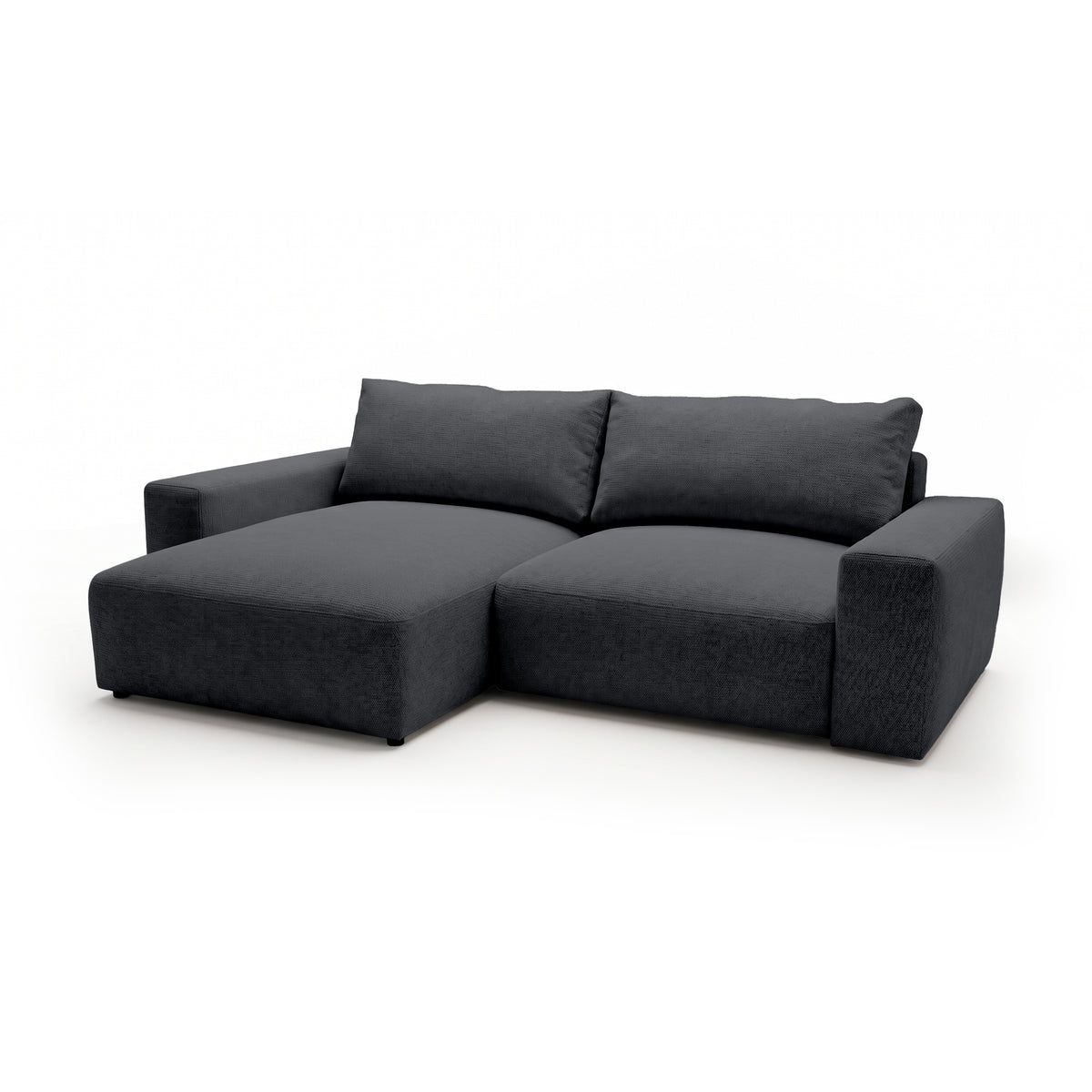 Iskeli modular corner sofa, Dark Ash (ARAGON 93), left-hand version, angled view – corner sofa with ottoman in Aragon fabric