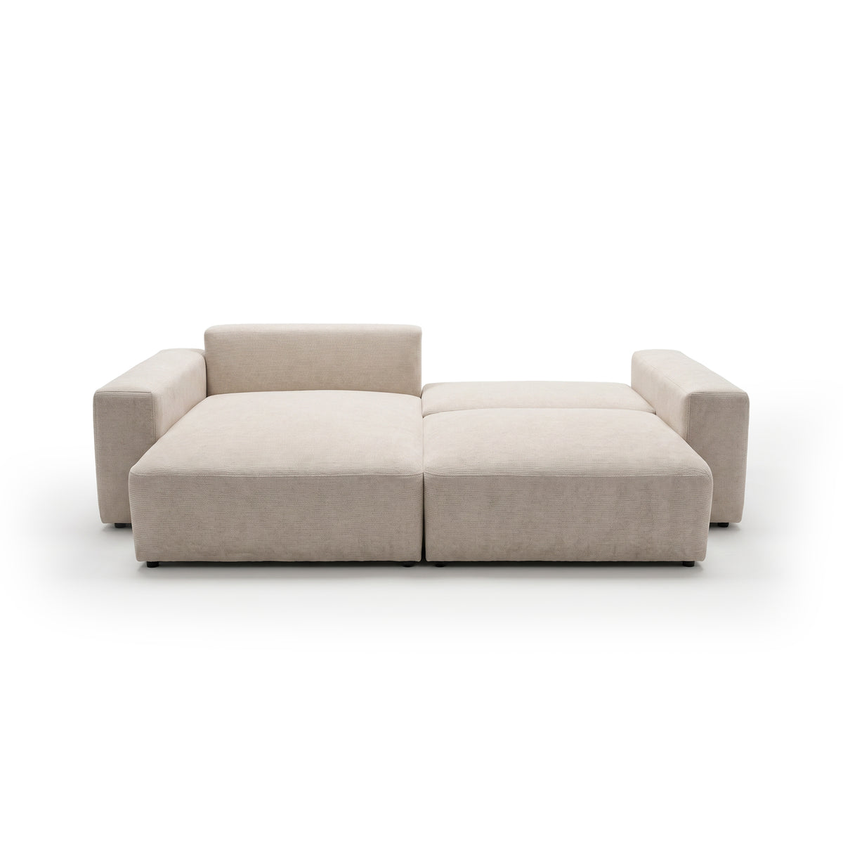 Iskeli modular corner sofa, Creamy Taupe (ARAGON 03), left-hand version, unfolded – corner sofa with the Automat DL sleep function