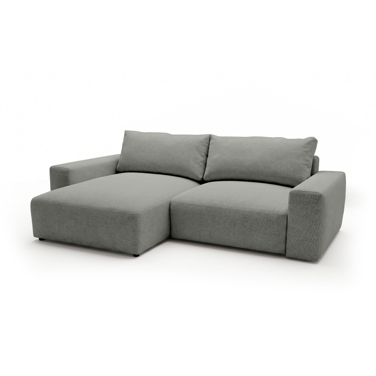 Iskeli modular corner sofa, Steel Grey (ARAGON 83), left-hand version, angled view – corner sofa with ottoman in Aragon fabric