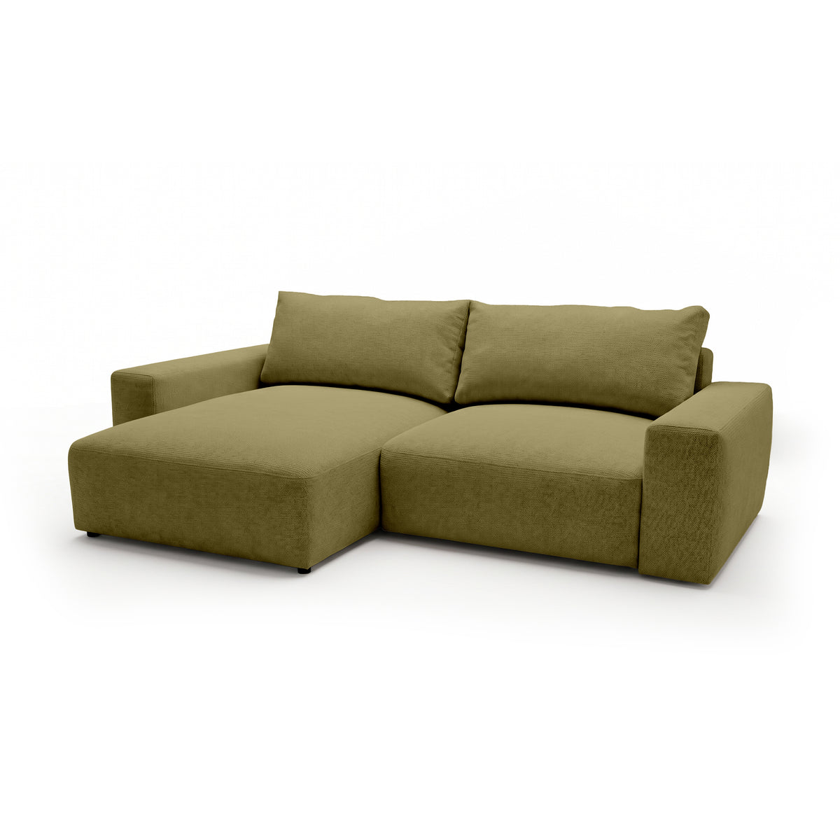Iskeli modular corner sofa, Golden Linen (ARAGON 35), left-hand version, angled view – corner sofa with ottoman in Aragon fabric