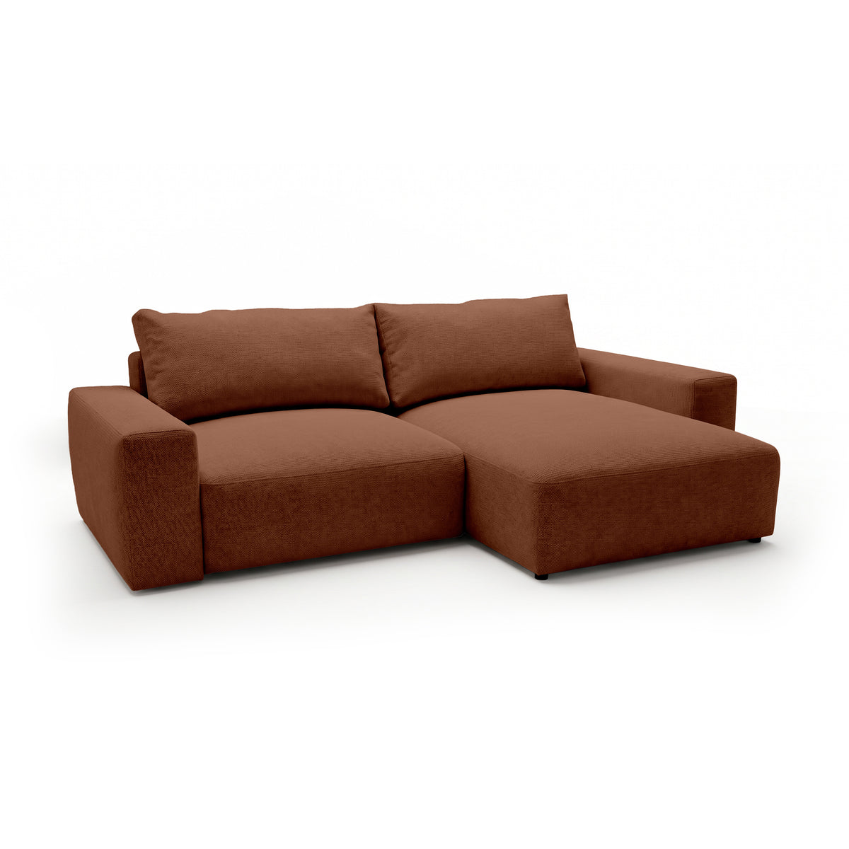 Iskeli modular corner sofa, Matt Cinnamon (ARAGON 56), right-hand version, angled view – corner sofa with ottoman in Aragon fabric